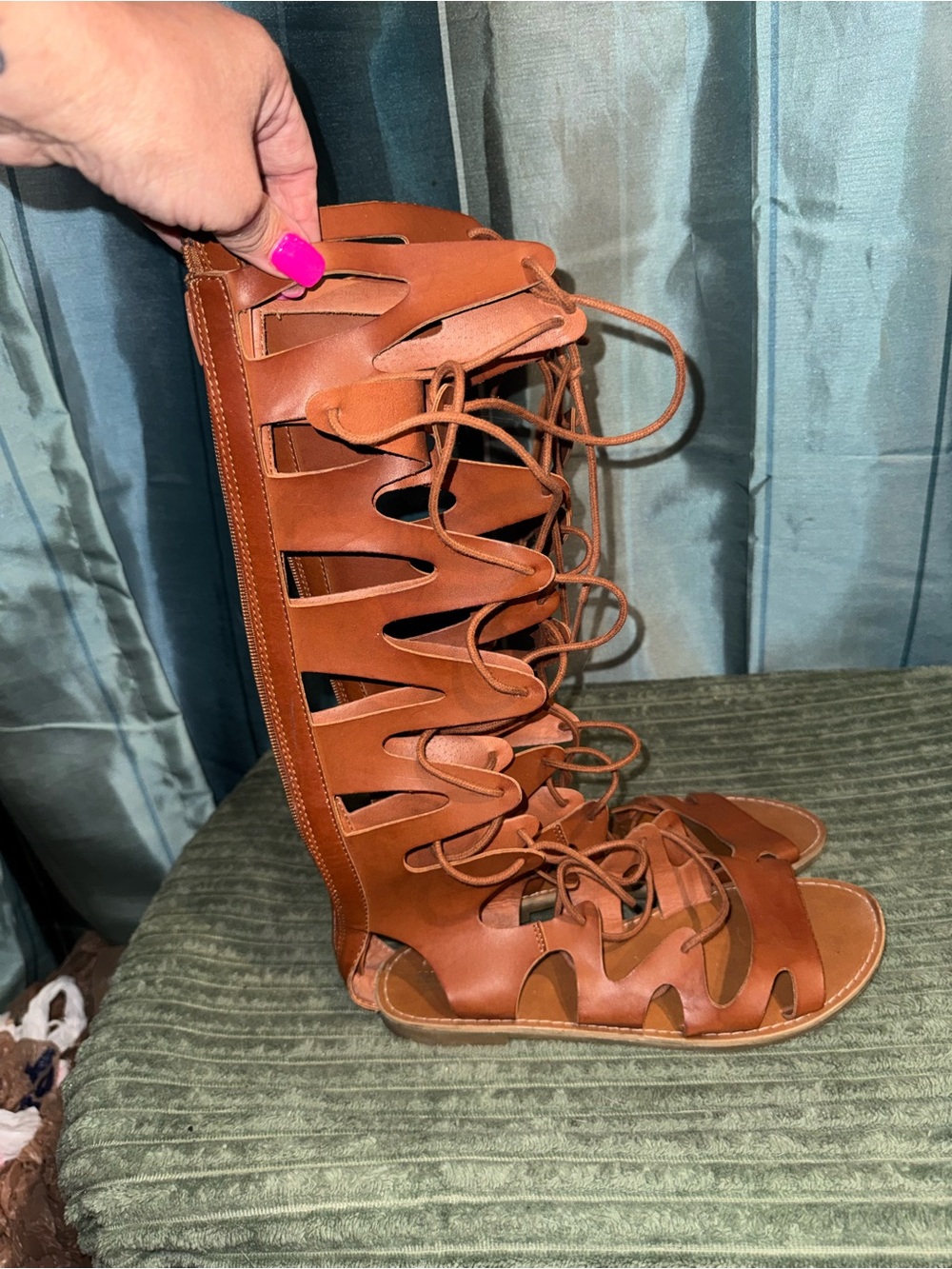 Mossimo Supply Co. Brown Lace-Up Knee High Gladiator Boots